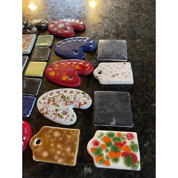 LOT OF 30 + VINTAGE GLAZED TILE SAMPLES MIXED TRAVERTINE MULTICOLOR PATTERN - Picture 2 of 10